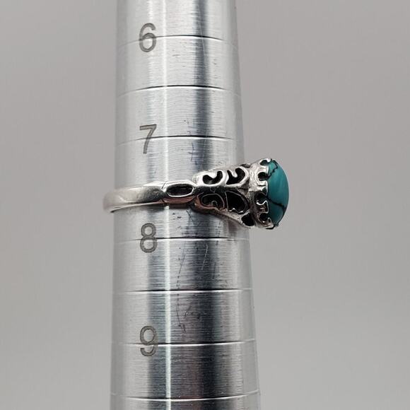 Seta Sterling Silver Vintage 925 Solitaire Blue Gem Ring Size 7.5 - Picture 8 of 8